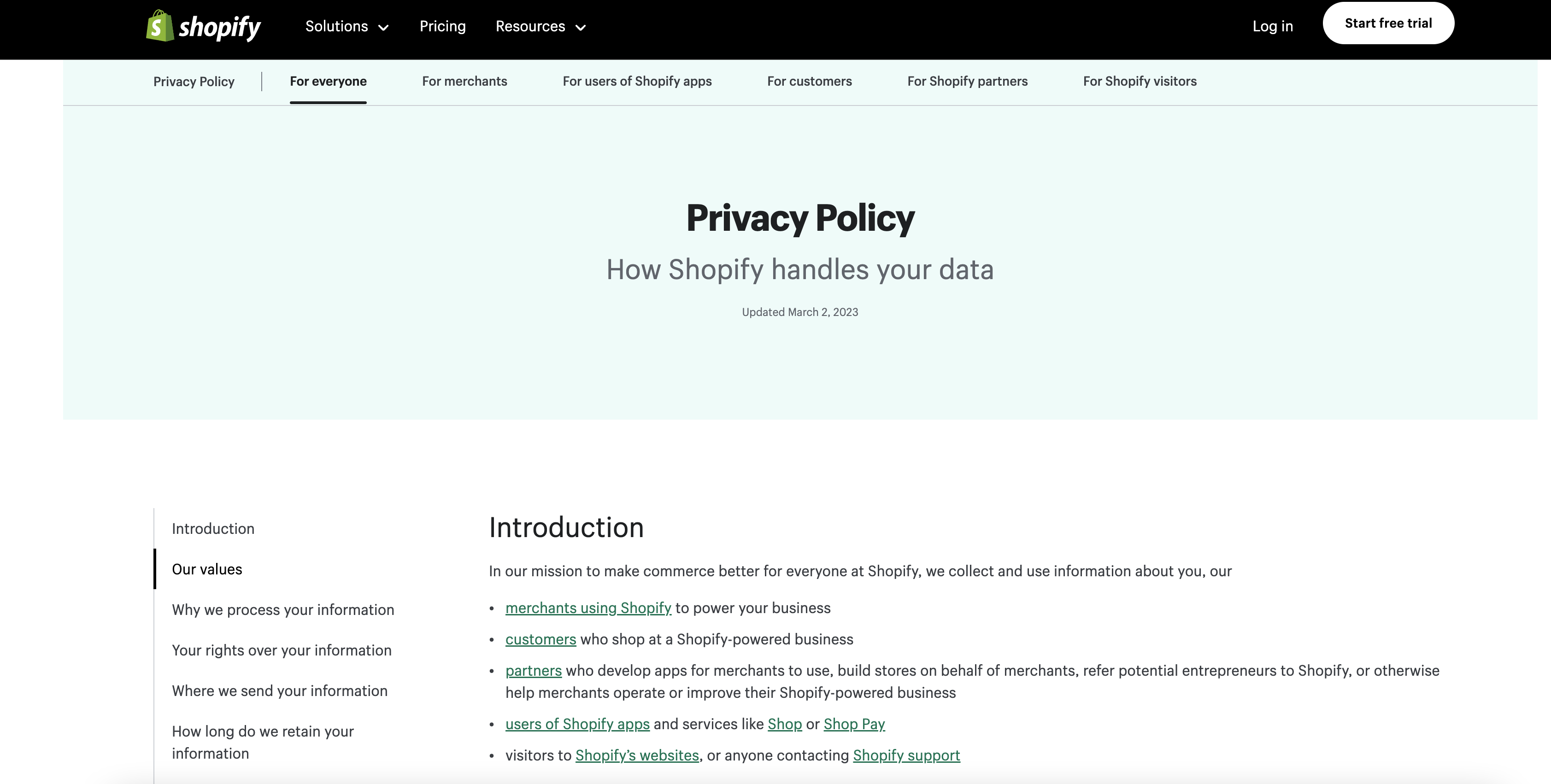 23 Privacy Policy Examples Free Privacy Policy Template   Greenshot 2023 07 27 09.53.28 